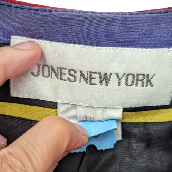 Vintage Y2K Jones New York 100% Silk Rainbow Striped Blazer Career Jacket 10 Med - Picture 6 of 8